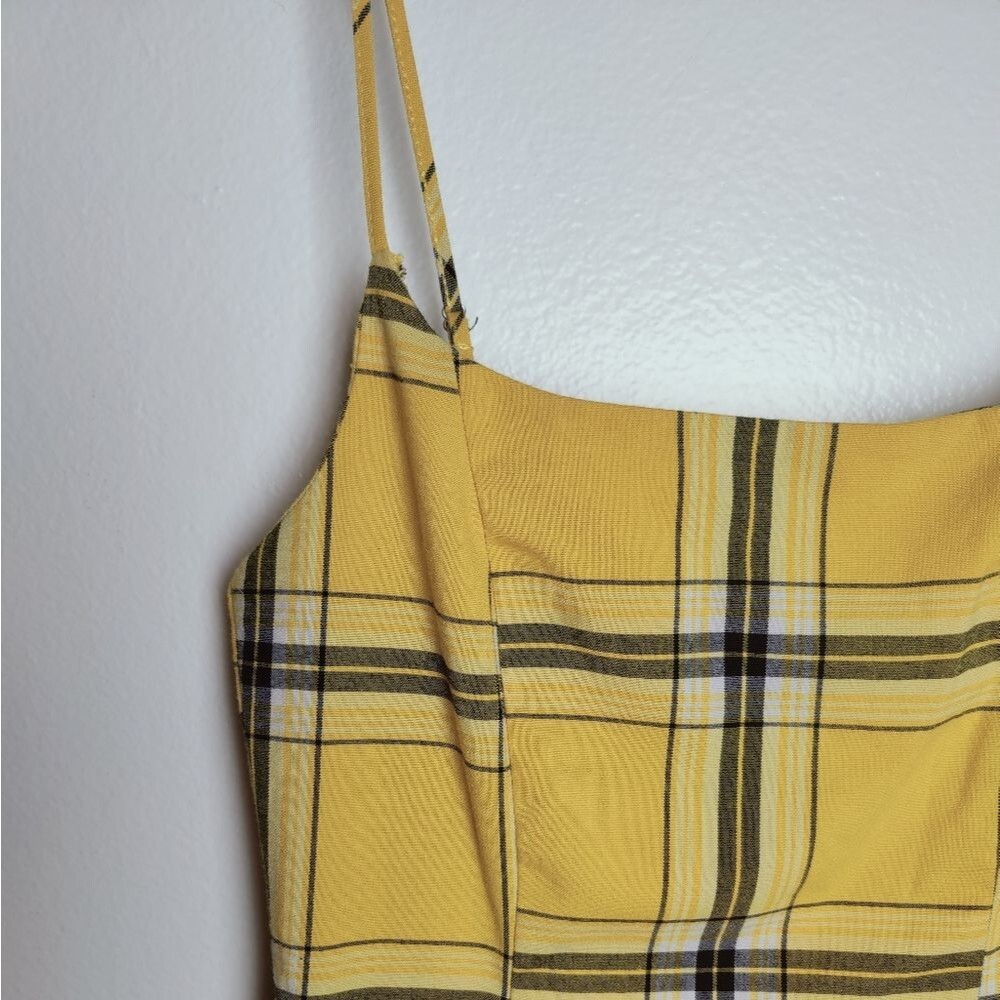 Forever 21 Yellow Plaid 90s Clueless Style Shift Mini Dress, Size M - Picture 4 of 10